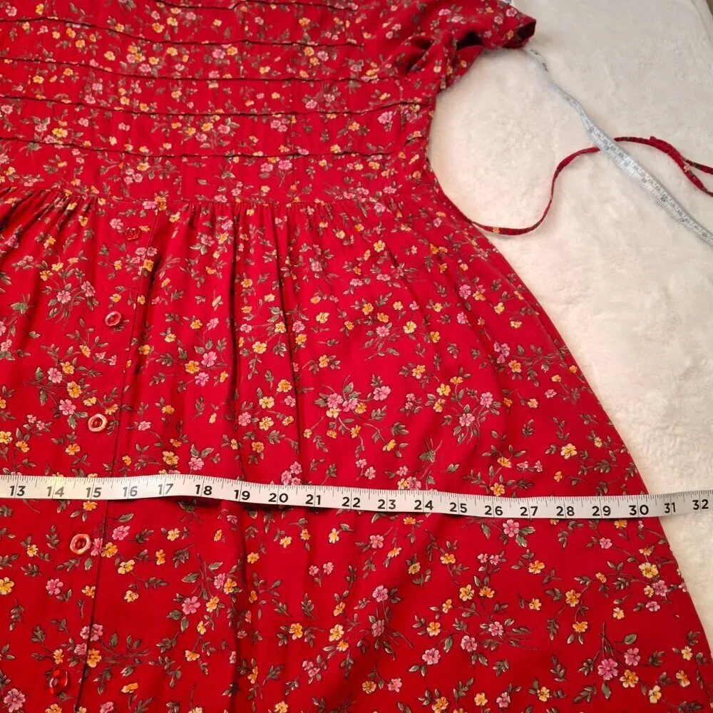Erika & Co Floral Babydoll Maxi Summer Dress Sz L Boho Cottagecore Peasant - Picture 14 of 16